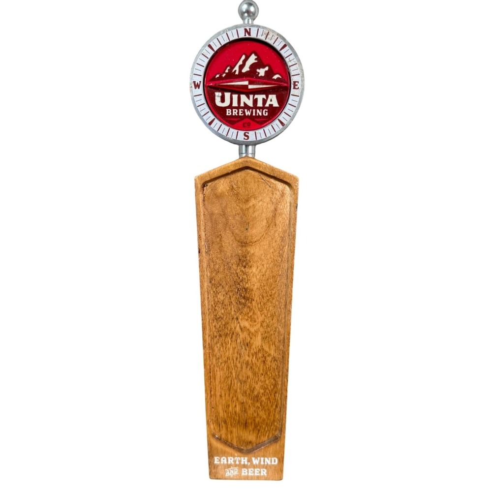 Uinta Brewing Earth Wind and Beer Tap Handle Wood Compass Top Salt Lake City